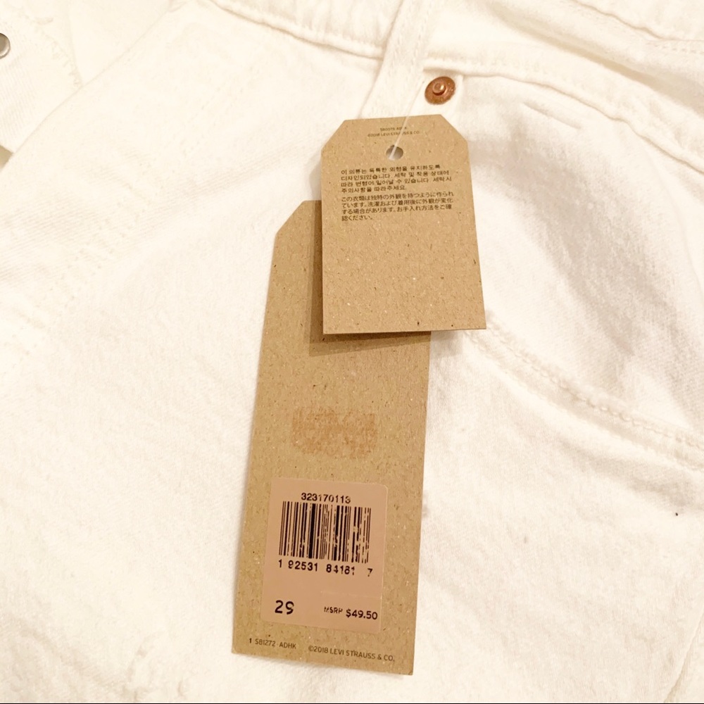 Levi's 501 White Distressed Denim Shorts 29 NWT - Picture 6 of 8